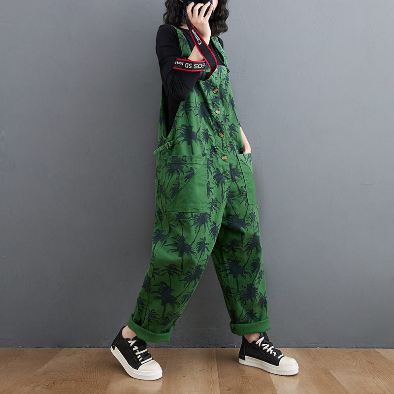 Korean Straight Green Jumpsuit