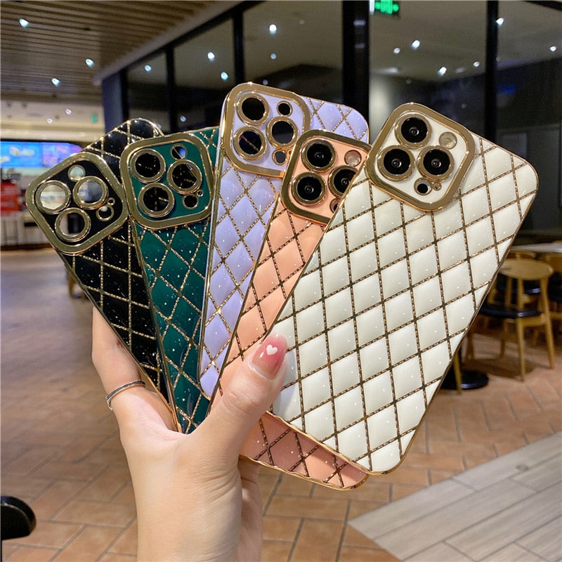 Lens Protective Square Plating Phone Cases