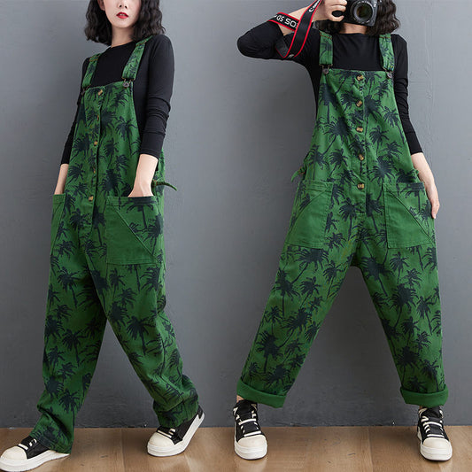 Korean Straight Green Jumpsuit