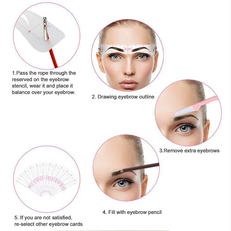 12Styles Reusable DIY Eyebrow Stencil Set