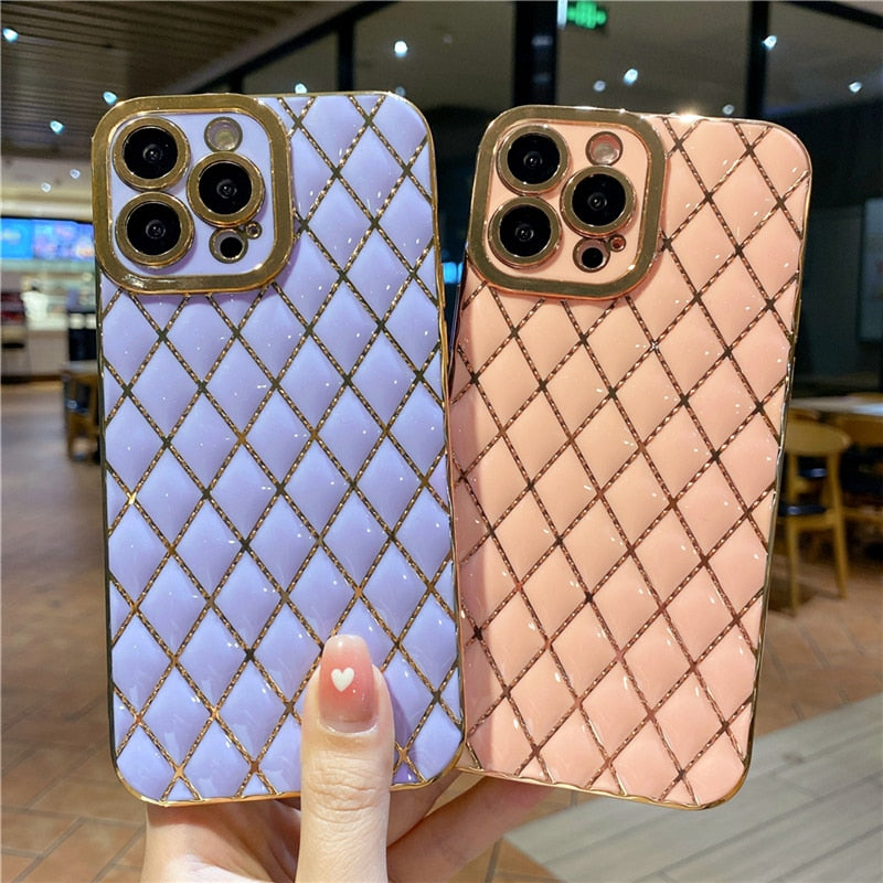 Lens Protective Square Plating Phone Cases