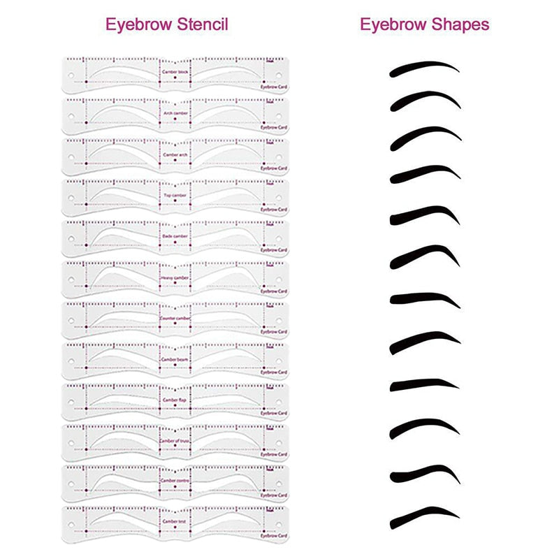 12Styles Reusable DIY Eyebrow Stencil Set