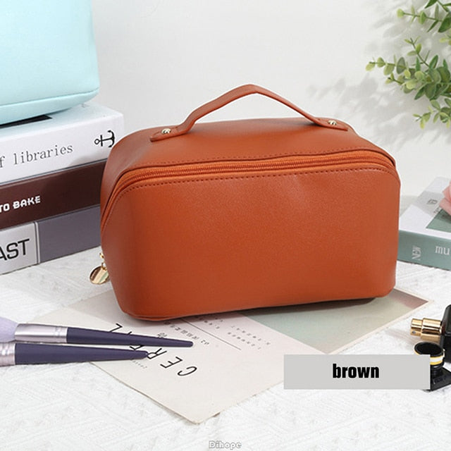 Large-Capacity Leather Cosmetic Bag