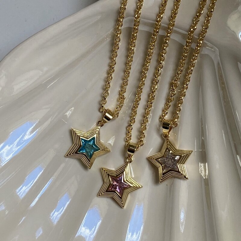 Star Rhinestone Chain Necklace