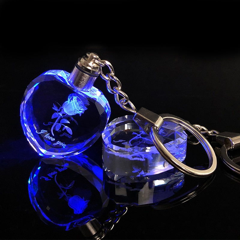 Heart Shape Crystal Rose Key Chain