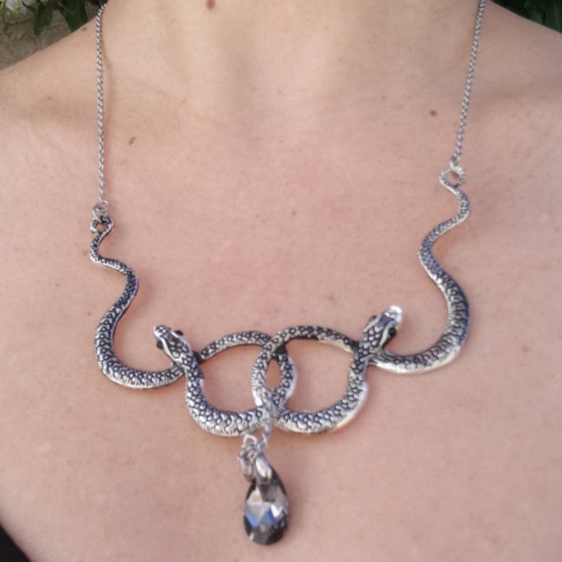 Snake Necklace with Crystal