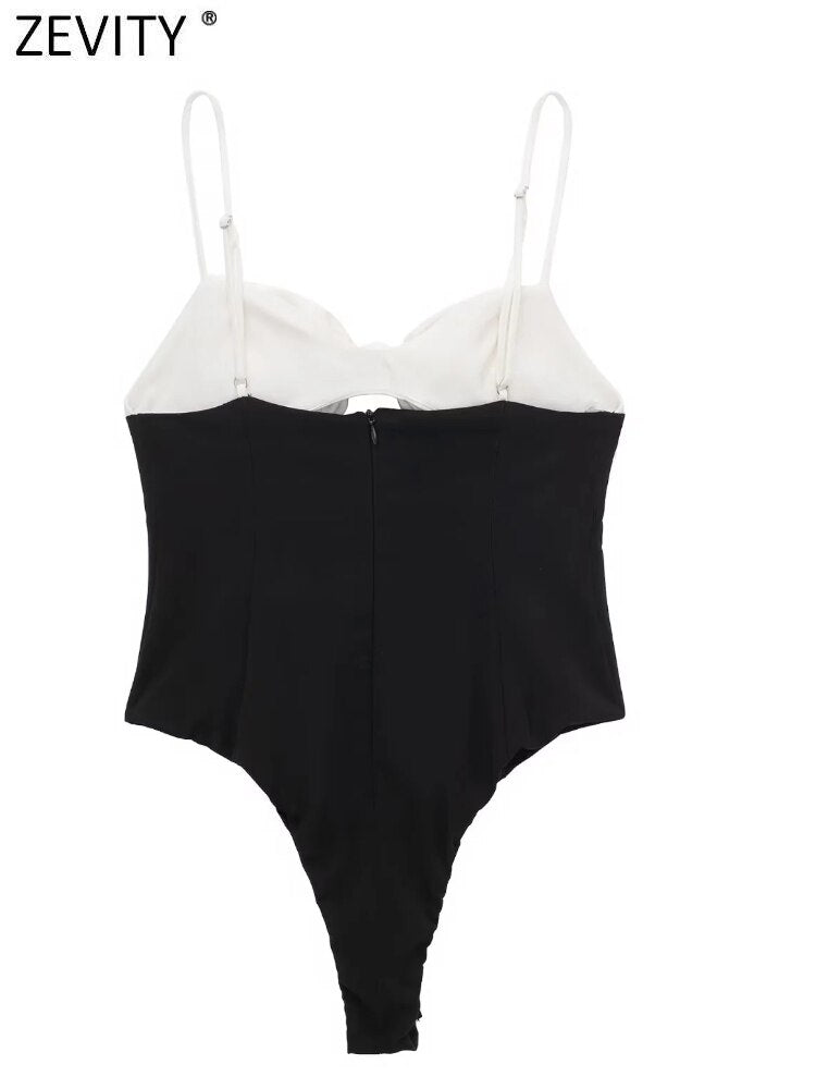 Sexy Bow Design White And Black Playsuits