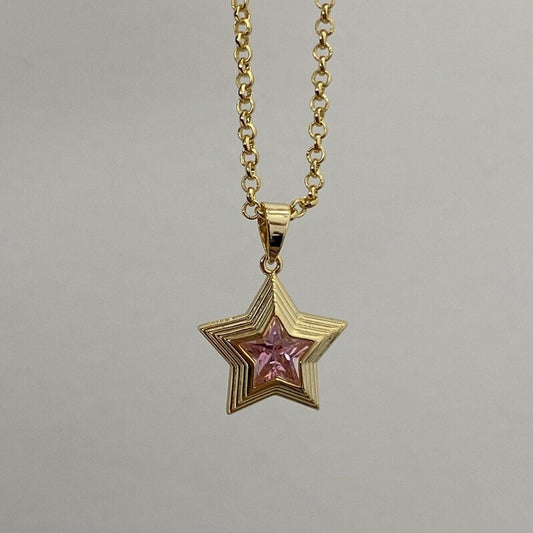 Star Rhinestone Chain Necklace